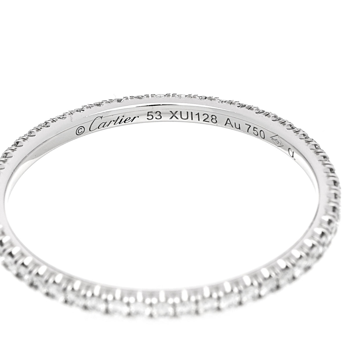 18K White Gold Diamond 1.5mm Etincelle de Cartier Wedding Band Ring 53 6.5