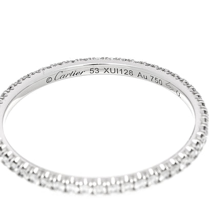 Cartier 18K White Gold Diamond 1.5mm Etincelle de Cartier Wedding Band Ring 53 6.5 4 of 5