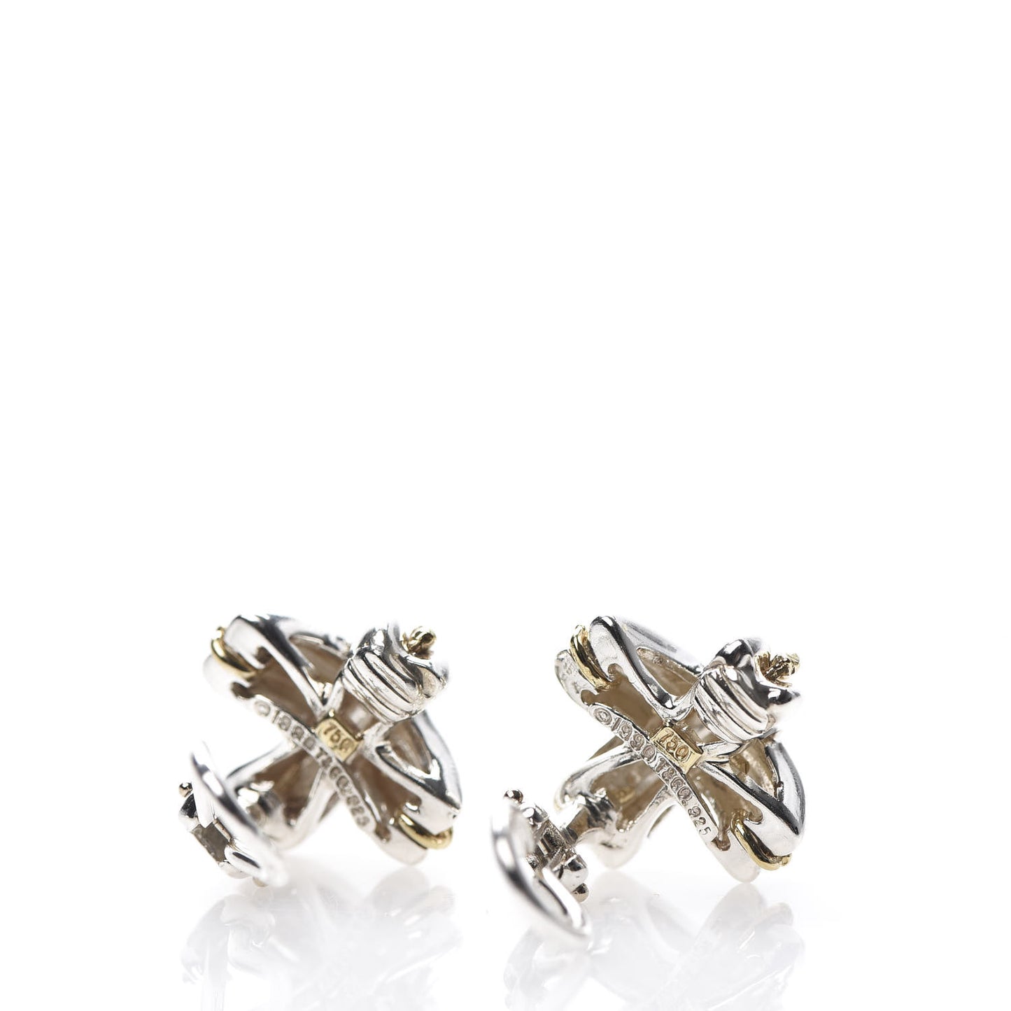 Sterling Silver 18K Yellow Gold Signature X Clip On Earrings