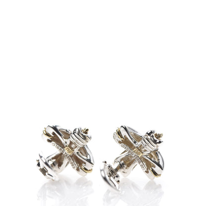 Tiffany Sterling Silver 18K Yellow Gold Signature X Clip On Earrings 3 of 4