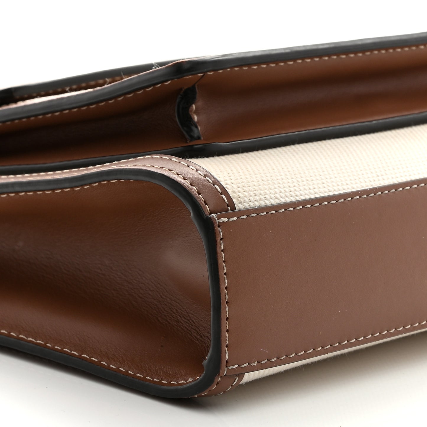 Canvas Smooth Calfskin Two Tone Mini Pocket Bag Natural Malt Brown