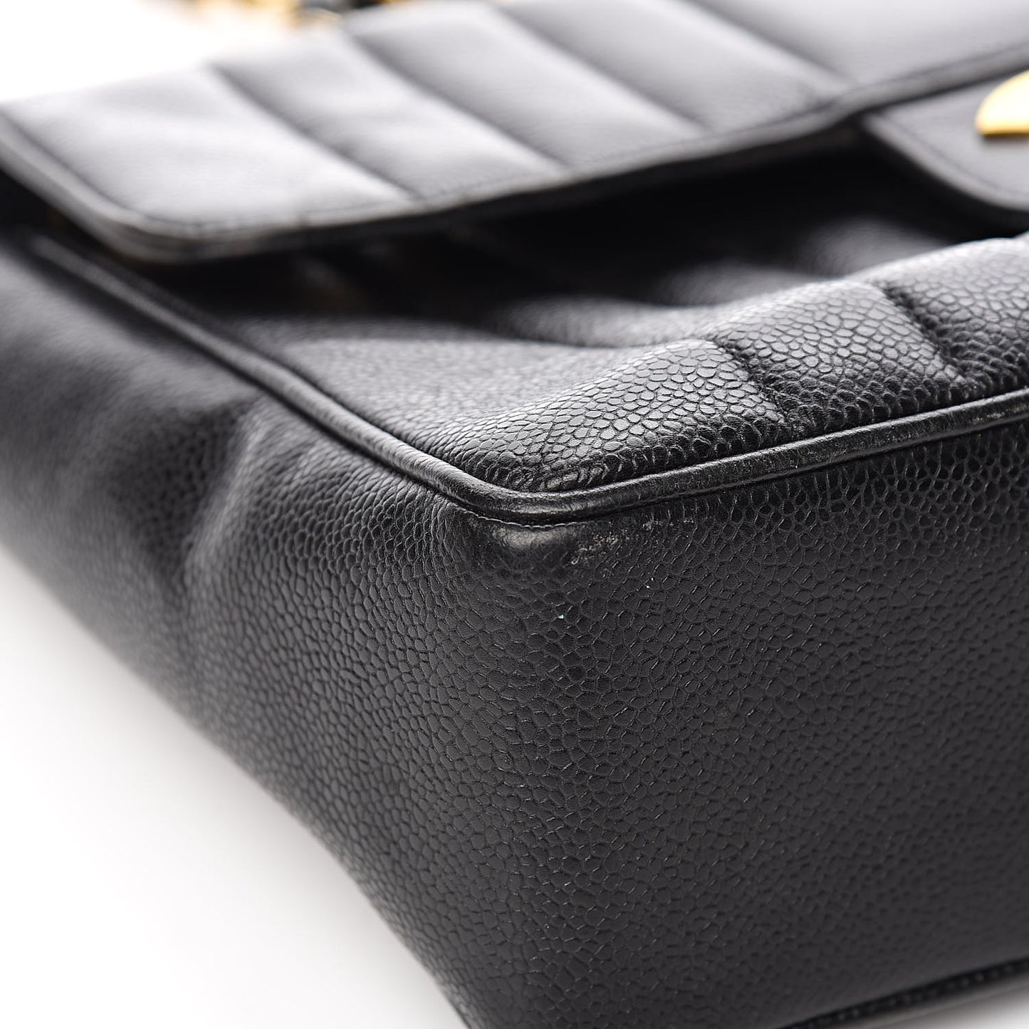 Caviar Vertical Quilted Jumbo Single Flap Black