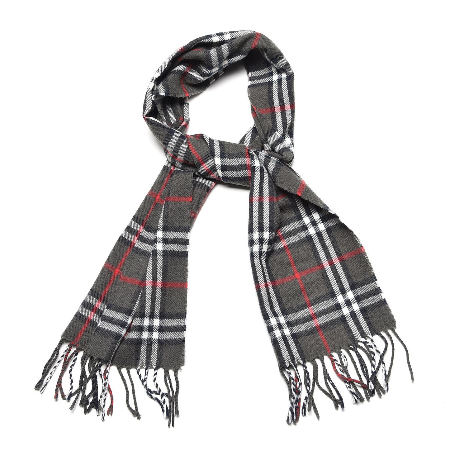 Wool Giant Check Scarf Grey