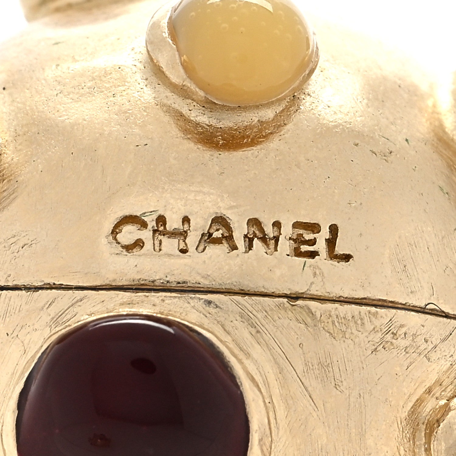 Chanel Metal Resin CC Ball Drop Earrings Multicolor Gold 4 of 4