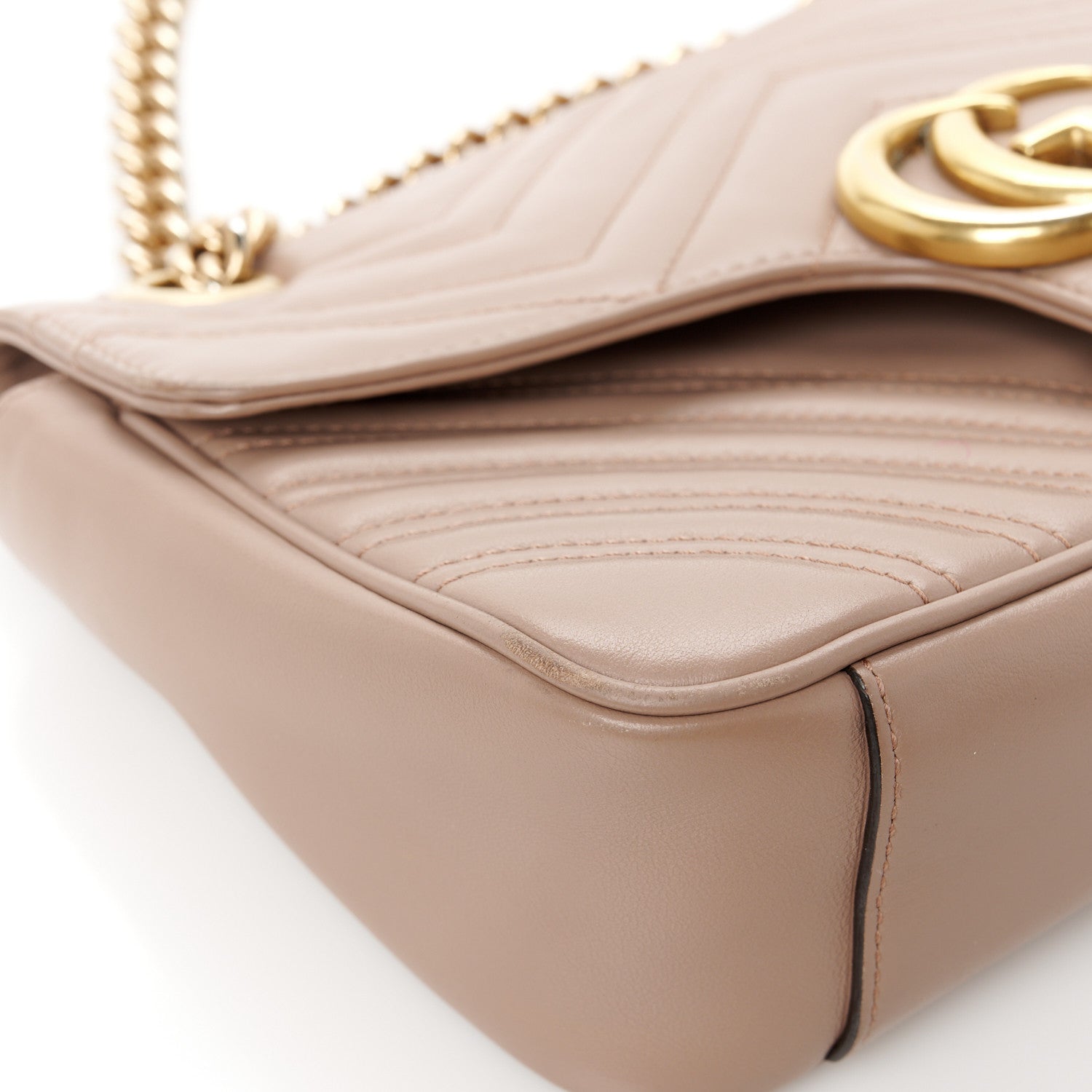 Gucci Calfskin Matelasse Small GG Marmont Shoulder Bag Porcelain Rose 14 of 17