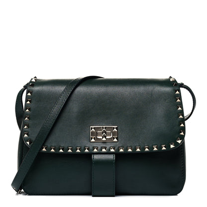 Valentino Garavani Vitello Rockstud Shoulder Flap Bag Green 1 of 11