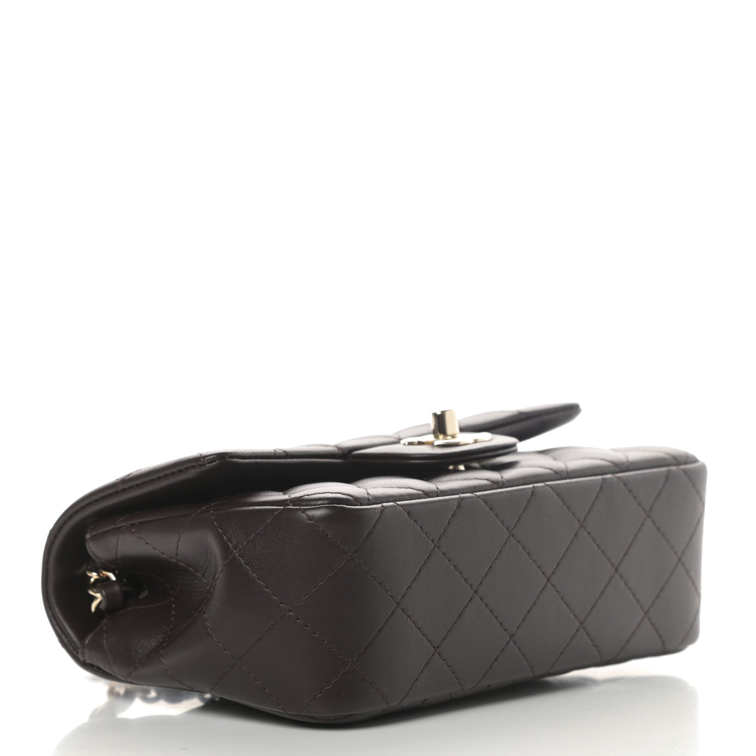 Chanel Lambskin Quilted Mini Rectangular Flap Dark Brown 4 of 12