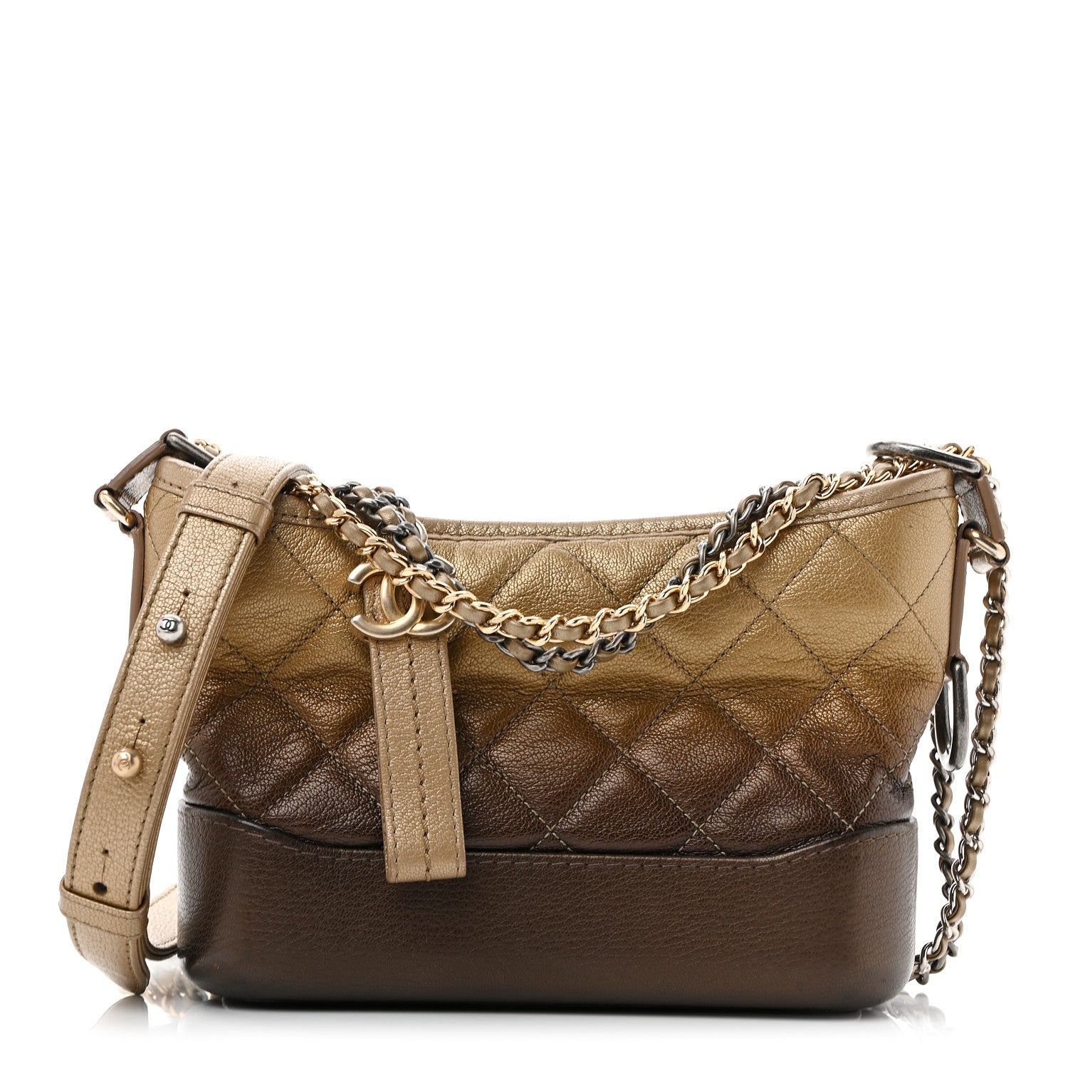 Chanel Metallic Goatskin Quilted Small Gabrielle Hobo Gold Bronze 1 of 13