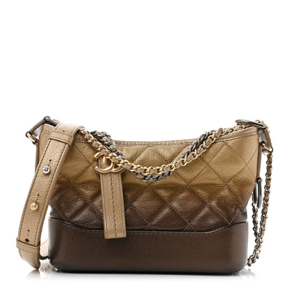 Chanel Metallic Goatskin Quilted Small Gabrielle Hobo Gold Bronze 1 of 13