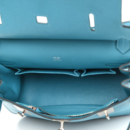 Hermes Taurillon Clemence Jypsiere 28 Turquoise 5 of 11