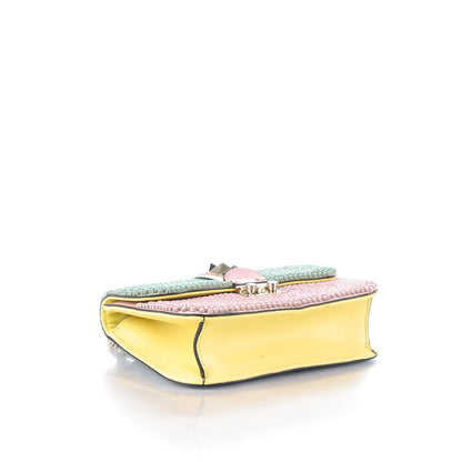 Valentino Garavani Vitello Crystal Embellished Watercolor Small Glam Lock Rockstud Flap Rose Green Yellow Sky 5 of 10