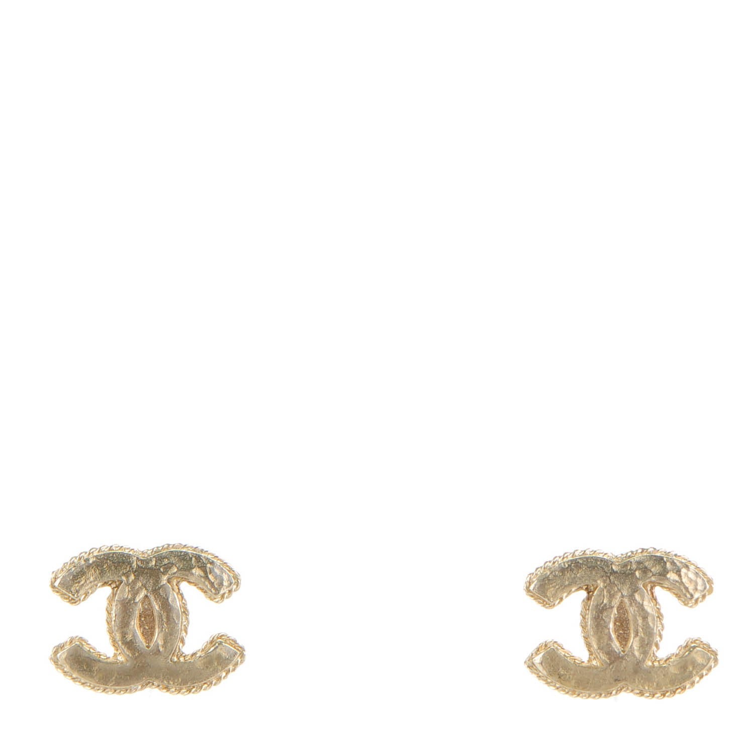 Chanel Hammered CC Earrings Gold 1 of 5