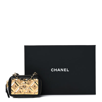 Chanel Lambskin Quilted Mini Golden Plate Clutch With Chain Black 11 of 11