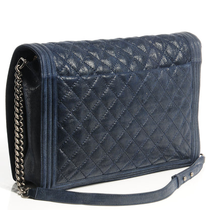 Chanel Goatskin Quilted Large Gentle Boy Flap Navy 3 of 8