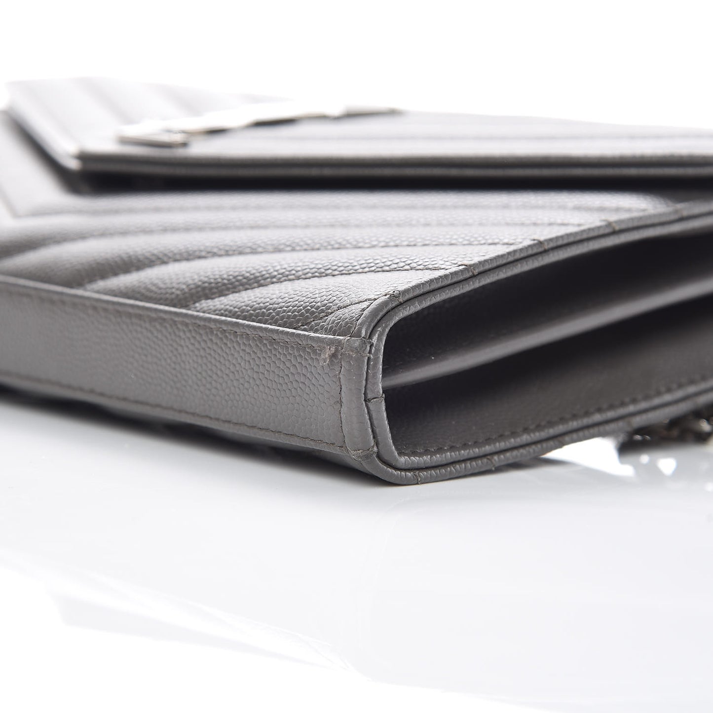 Grain De Poudre Matelasse Chevron Monogram Chain Wallet Earth
