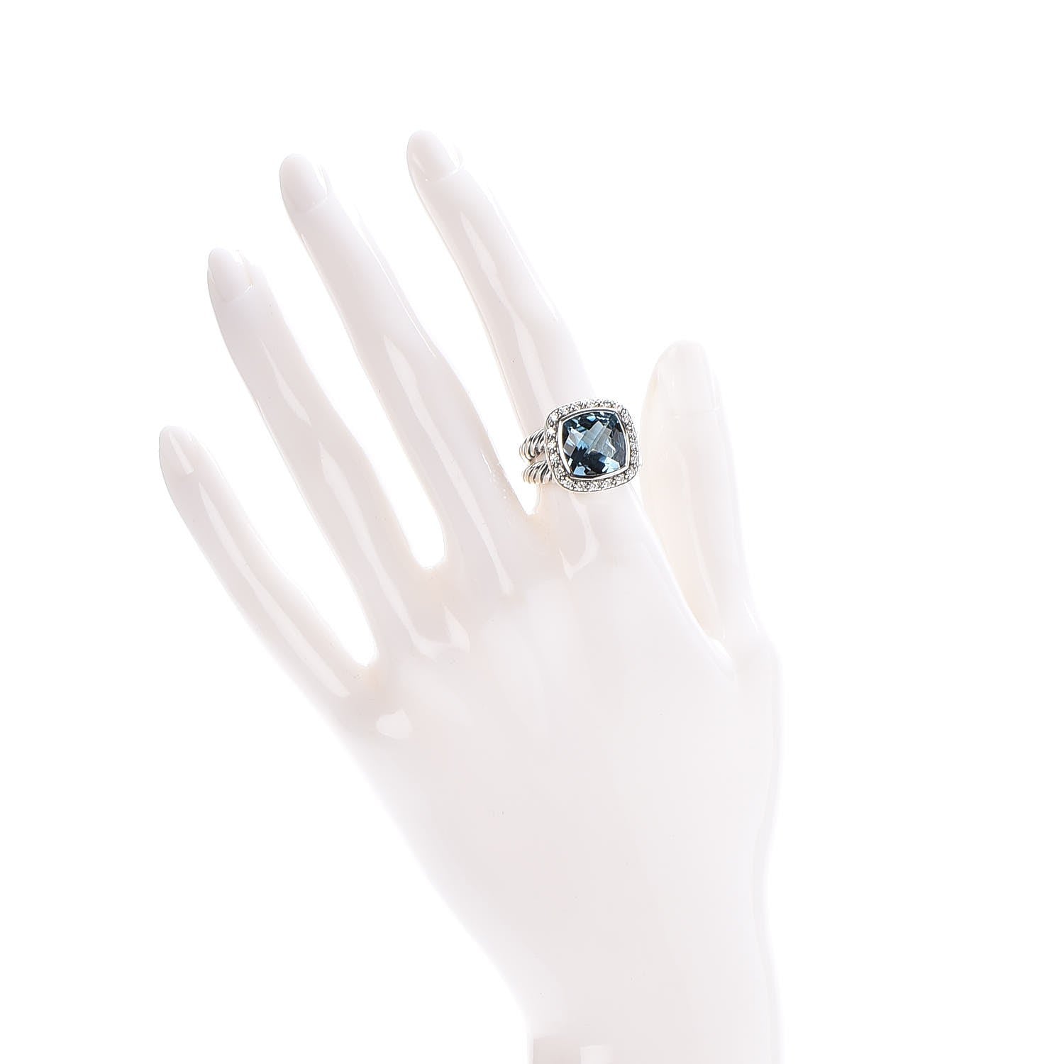 David Yurman Sterling Silver Diamond Blue Topaz 11mm Albion Ring 53 6.5 2 of 5