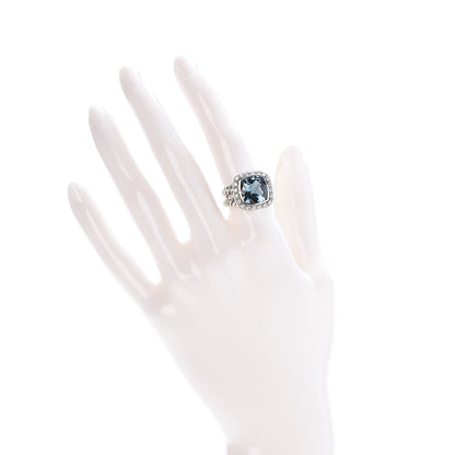 David Yurman Sterling Silver Diamond Blue Topaz 11mm Albion Ring 53 6.5 2 of 5