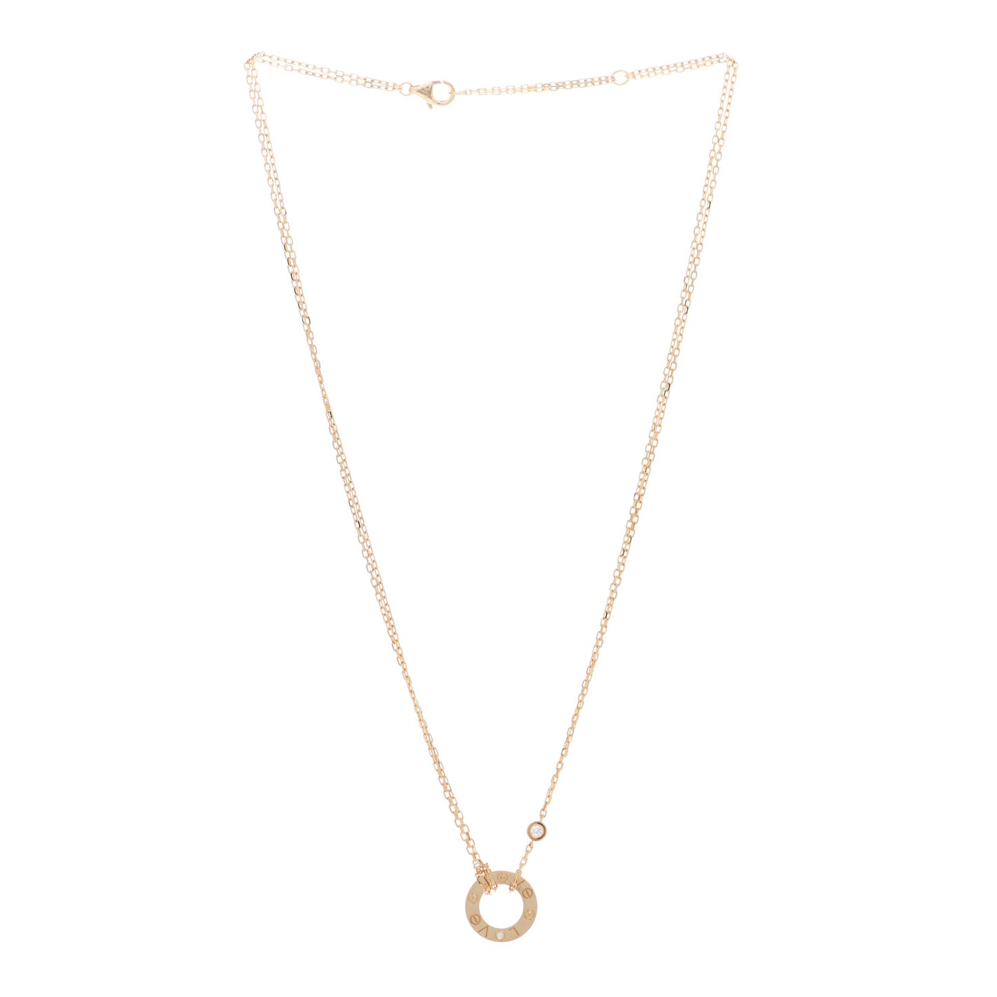 18K Yellow Gold 2 Diamond LOVE Necklace
