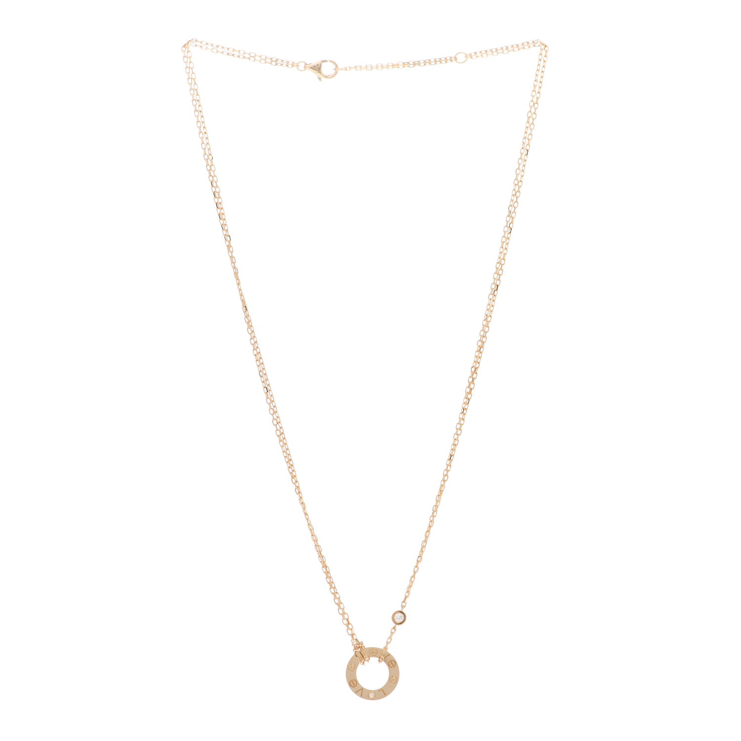 Cartier 18K Yellow Gold 2 Diamond LOVE Necklace 3 of 5