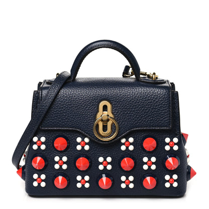 Mulberry Grained Calfskin Studded Small Amberly Top Handle Crossbody Navy 1 of 11