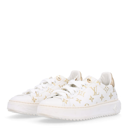 Louis Vuitton Calfskin Monogram Debossed Time Out Sneakers 37 Gold 4 of 10
