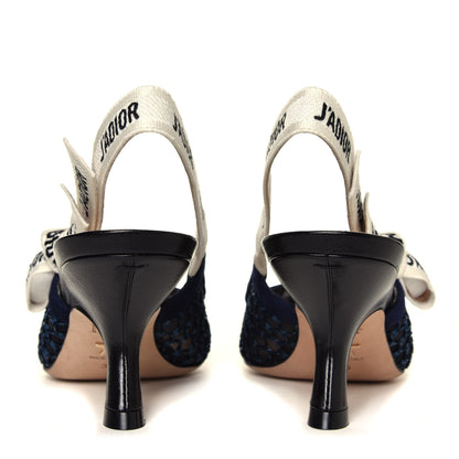 Christian Dior Resille Lambskin Ribbon J'Adior Slingback 65mm Pumps 35 Indigo Blue 9 of 12