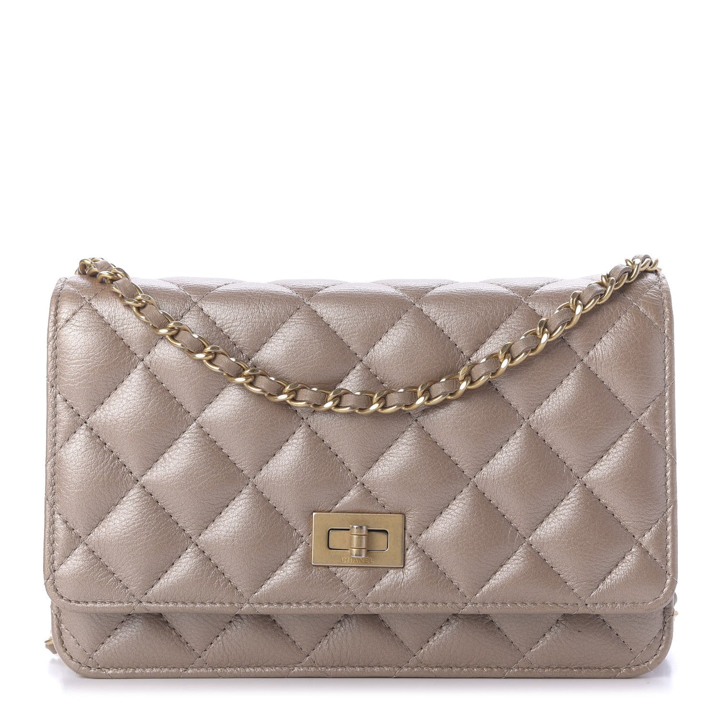 Metallic Aged Calfskin Reissue Wallet On Chain WOC Gold