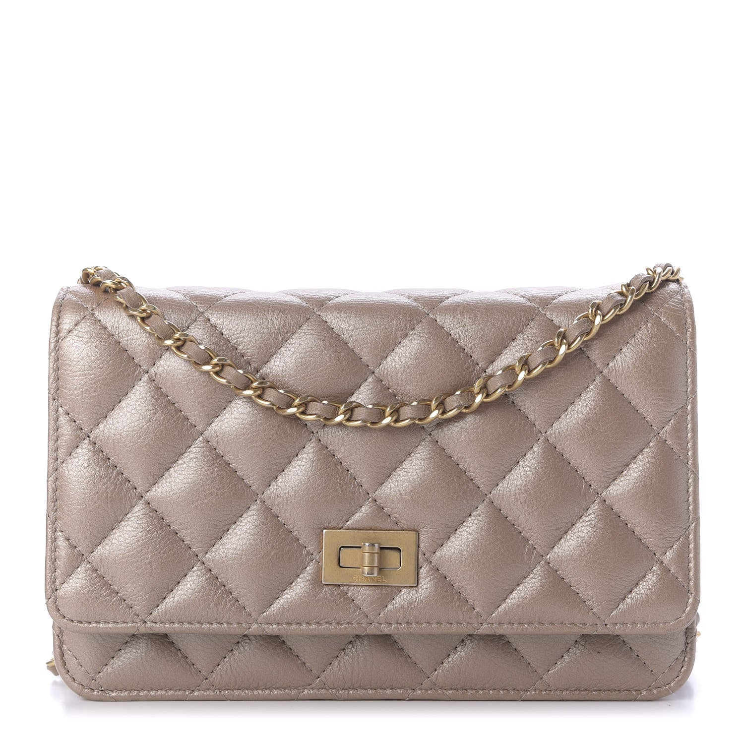 Chanel Metallic Aged Calfskin Reissue Wallet On Chain WOC Gold 1 of 11