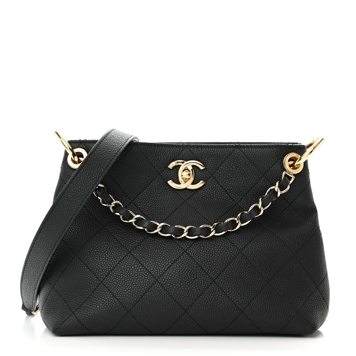 Caviar Quilted Small City Walk Hobo Black