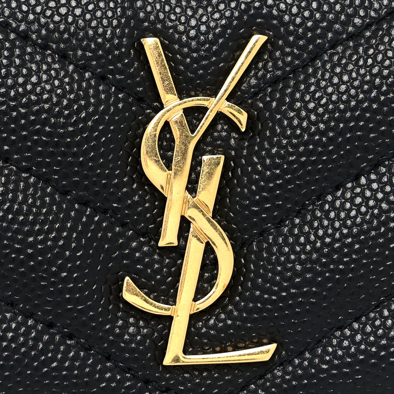 Saint Laurent Grain De Poudre Matelasse Cassandre Monogram Slim Key Case Black 7 of 7