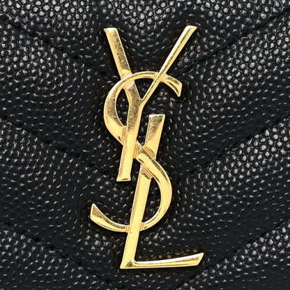 Saint Laurent Grain De Poudre Matelasse Cassandre Monogram Slim Key Case Black 7 of 7