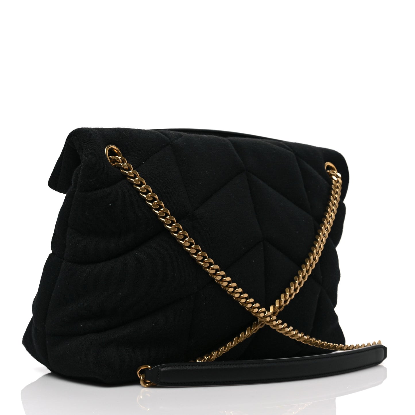 Wool Jersey Quilted Medium Loulou Puffer Monogram Chain Black