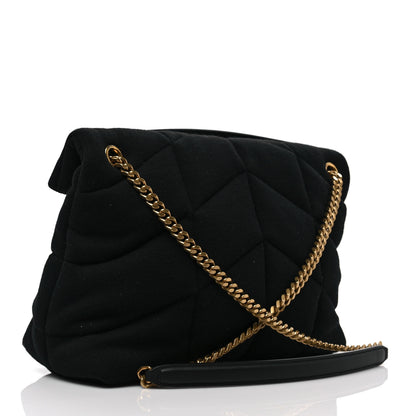 Saint Laurent Wool Jersey Quilted Medium Loulou Puffer Monogram Chain Black 3 of 7