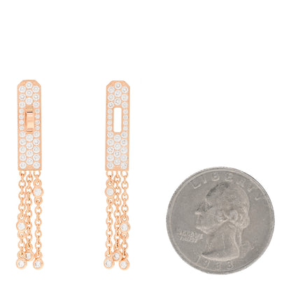 Hermes 18K Rose Gold Diamond Kelly Gavroche Pave Earrings 2 of 5