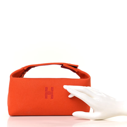 Hermes Canvas Small Bride-A-Brac Pouch Orange Burgundy 2 of 8