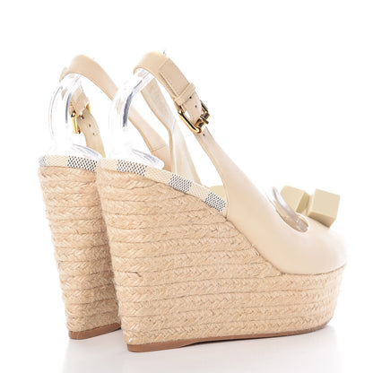Louis Vuitton Calfskin Damier Azur Espadrille Wedge Sandals 39.5 4 of 14