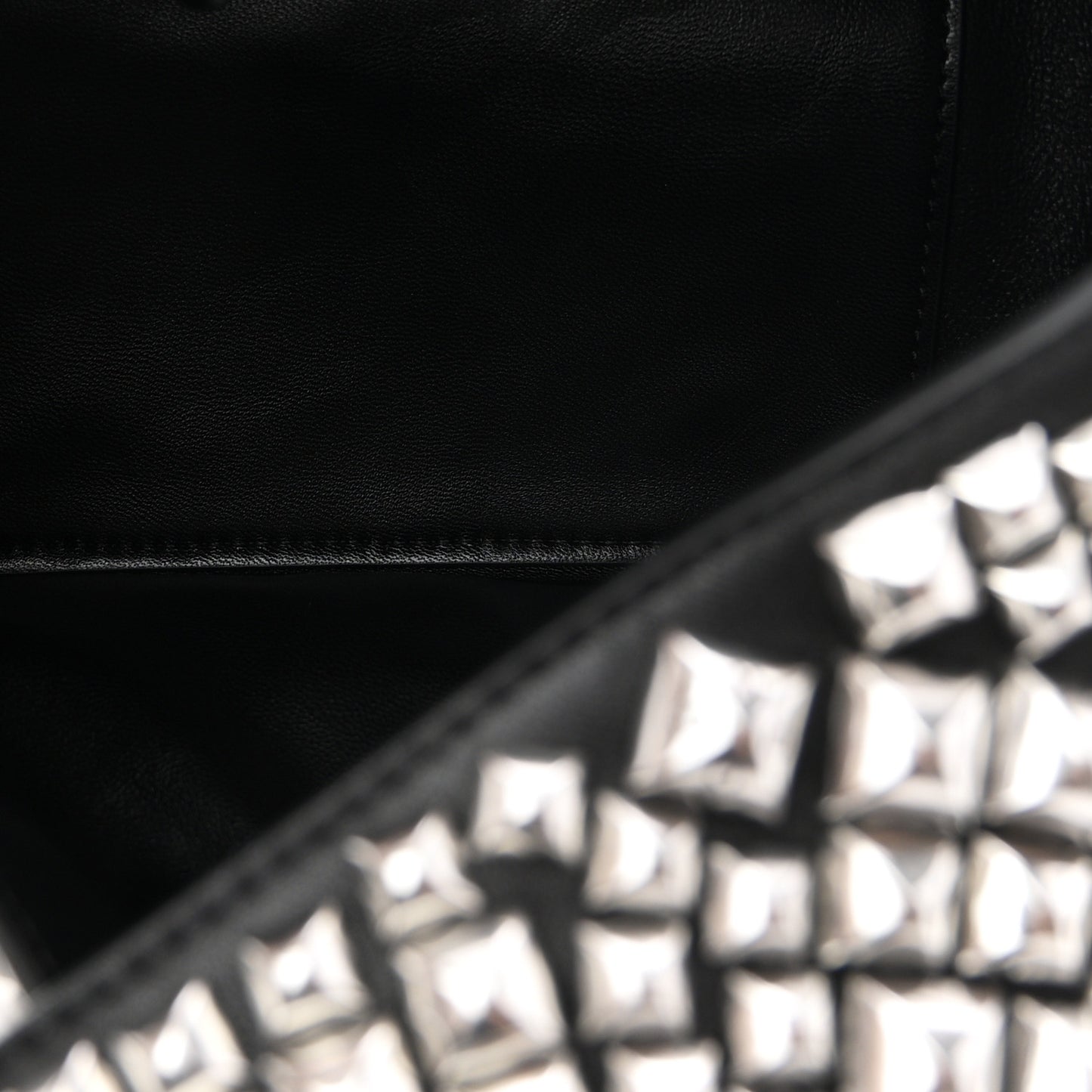 Sheepskin Studded Small Spike Hobo Black