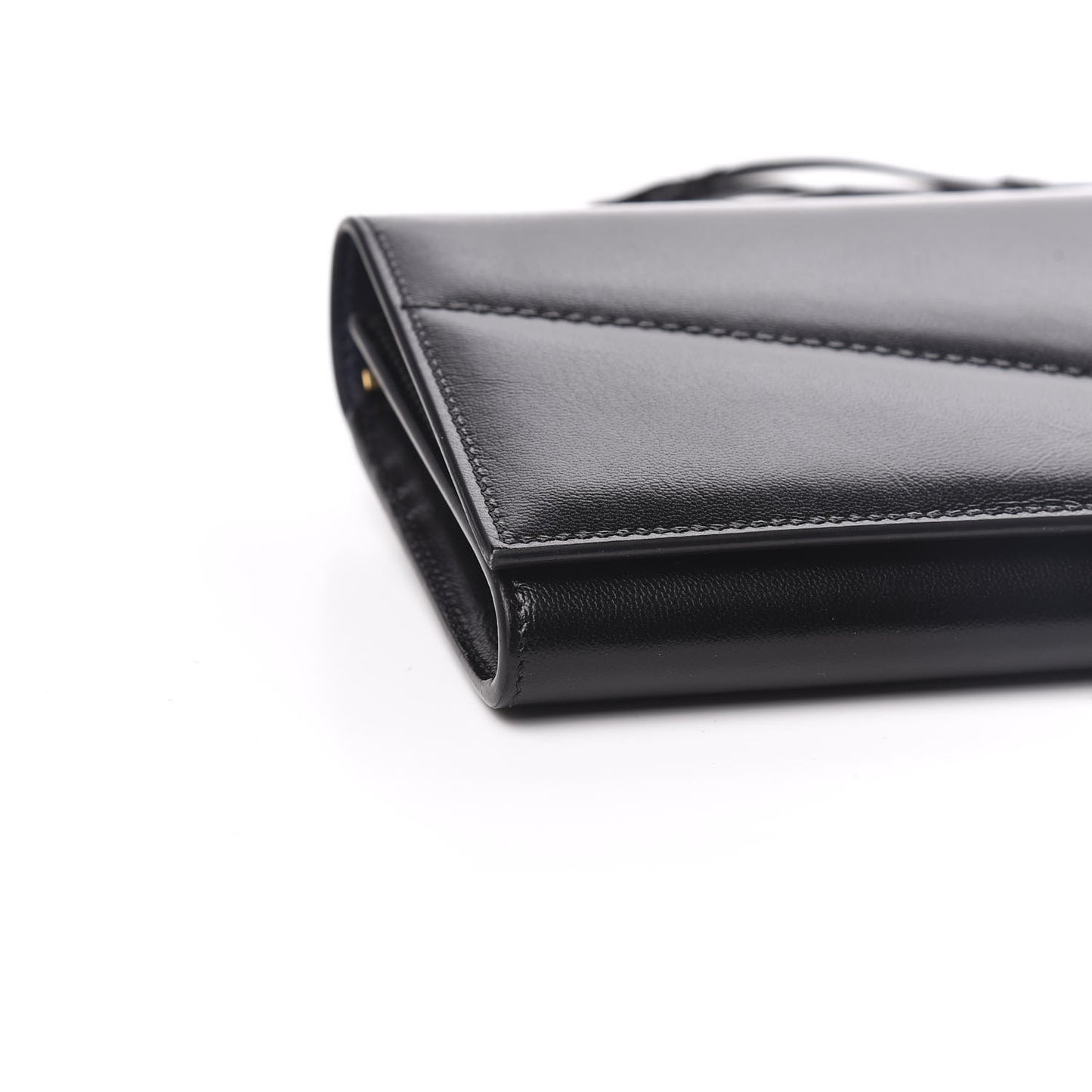 Goatskin Edge Chain Wallet Black