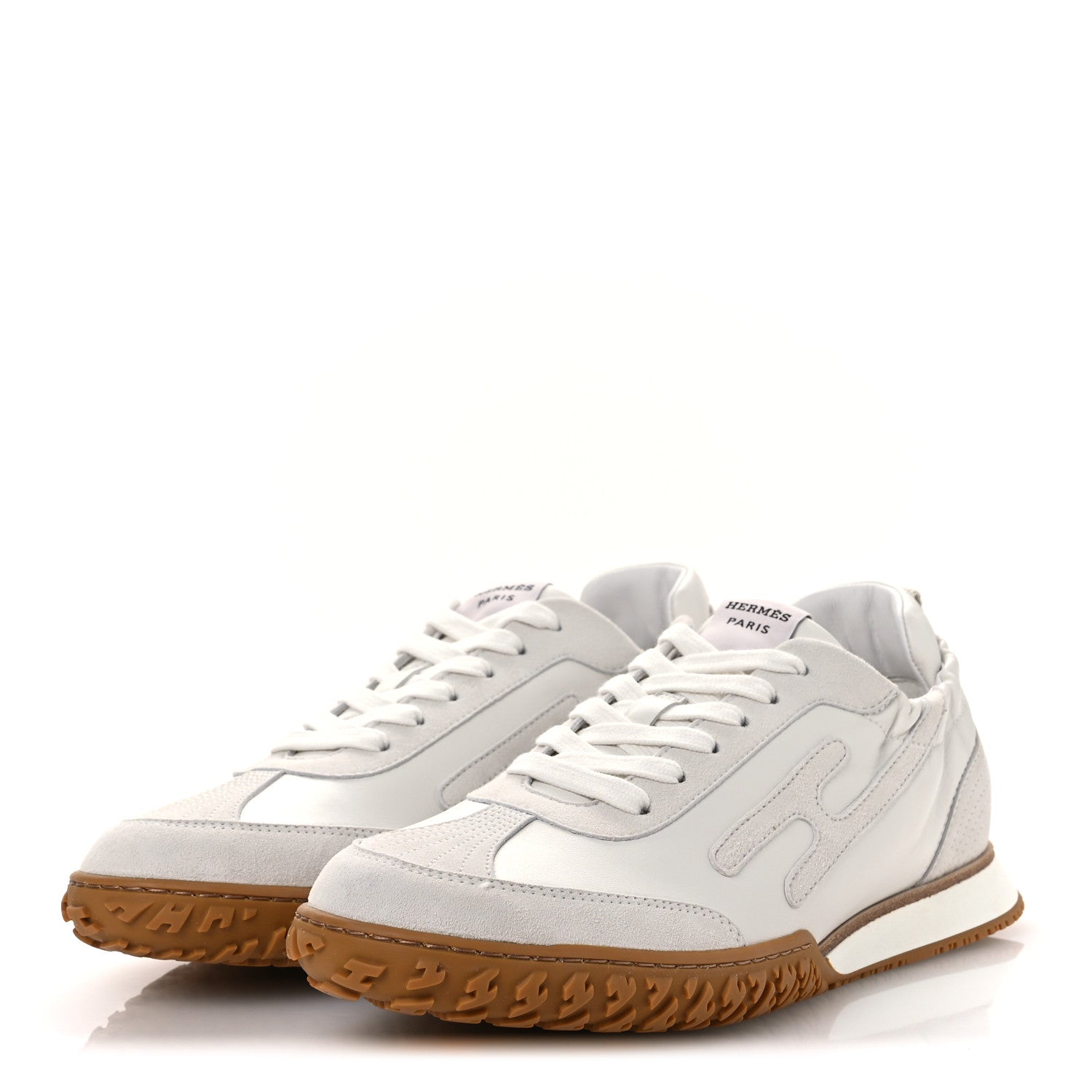 Hermes Nappa Suede Goatskin Jet Sneakers 40 White 1778452