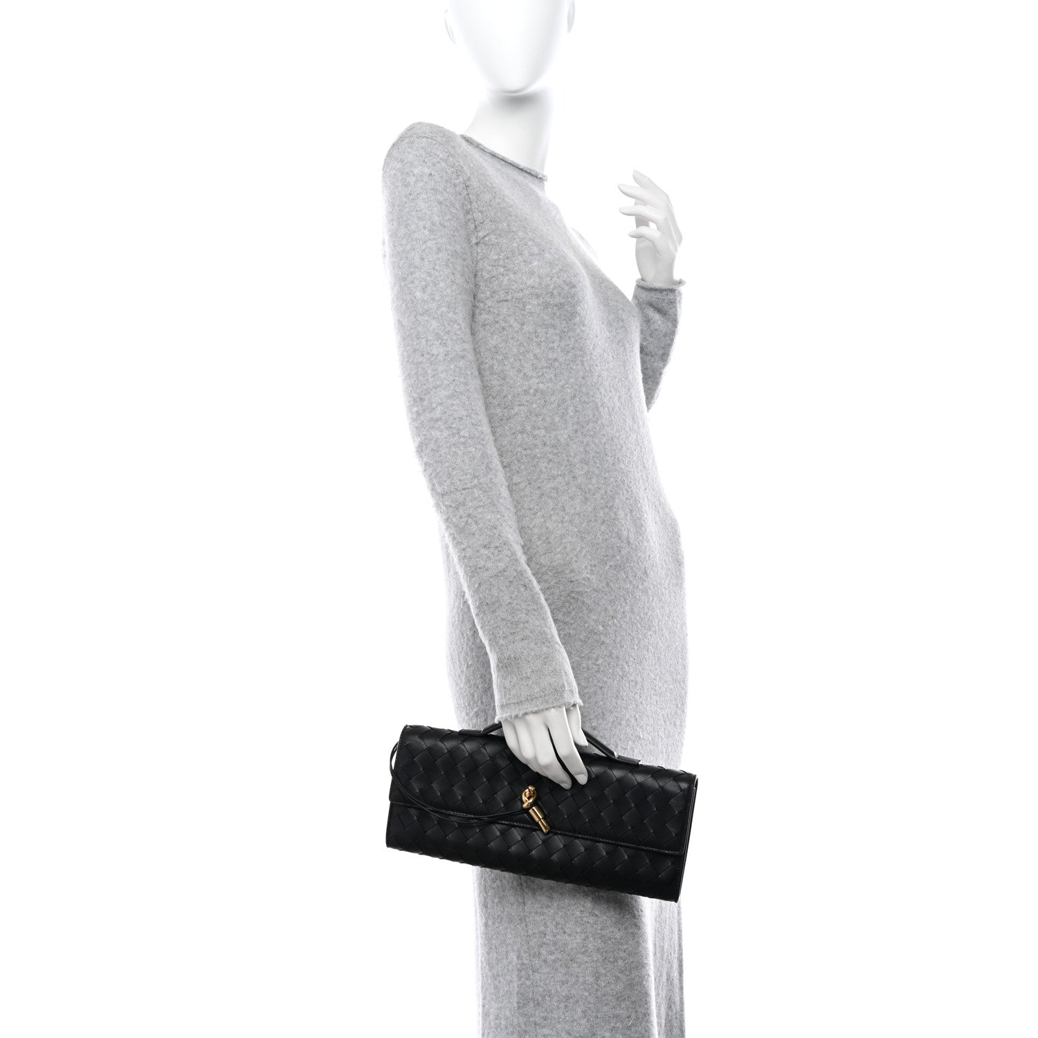 Bottega Veneta BOTTEGA VENETA Nappa Intrecciato Long Andiamo Top Handle Clutch Black 2 of 10