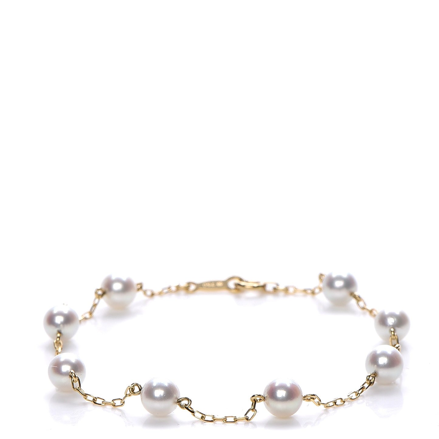 18K Yellow Gold 5mm Akoya Cultured Pearl Station Bracelet