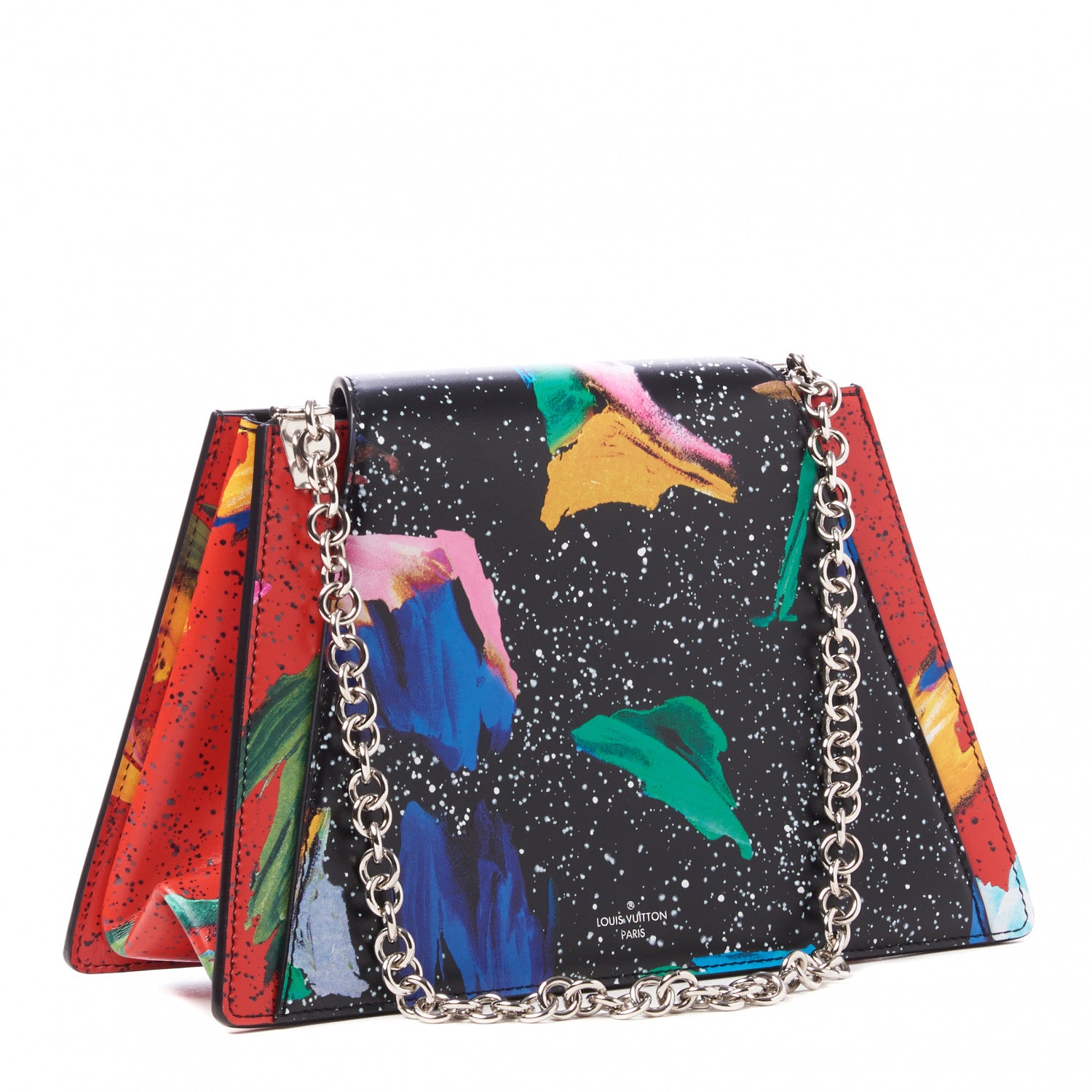 Louis Vuitton Calfskin Splash Print Trapeze Black White Red 2 of 8