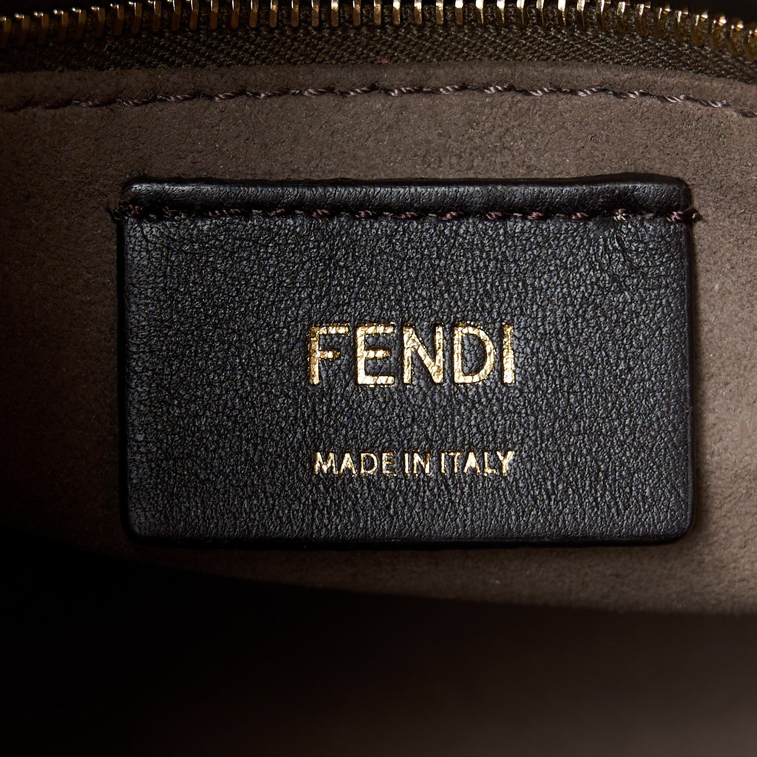 Fendi Glazed Fabric Vitello Century Plexiglass FF 1974 Stamp Patch Small Runaway Shopper Tote Mogano Panna Nocciola 6 of 10