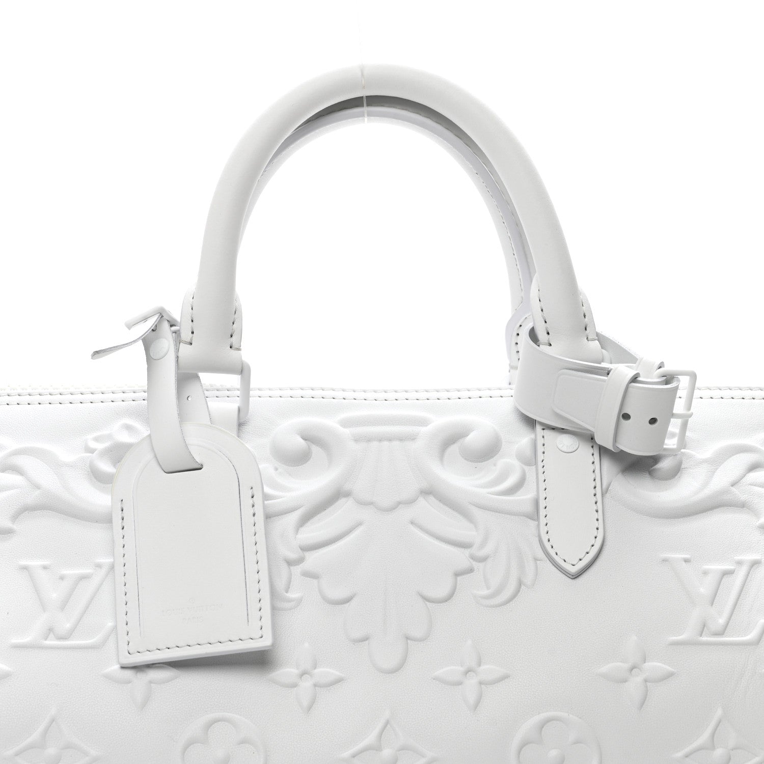 Louis Vuitton Calfskin LV Ornament Keepall 50 Bandouliere  Optic White 4 of 8