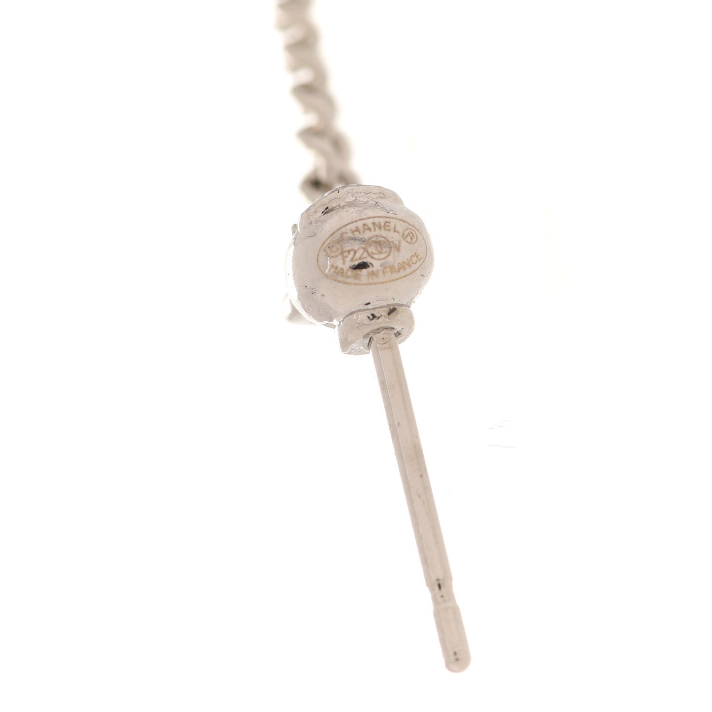 Baguette Crystal CC Drop Earrings Silver