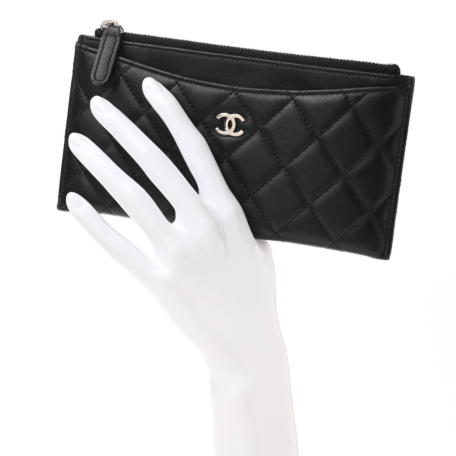 Chanel Lambskin Quilted Classic Zip Pouch Black 2 of 8