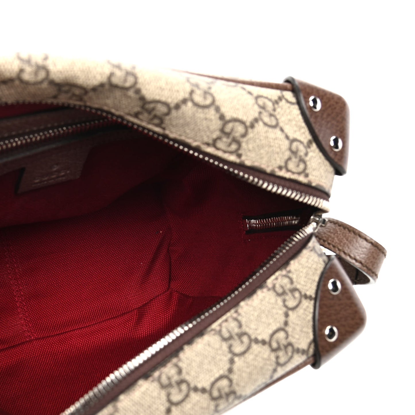 GG Supreme Monogram Textured Calfskin Square Messenger Bag Beige Ebony New Acero