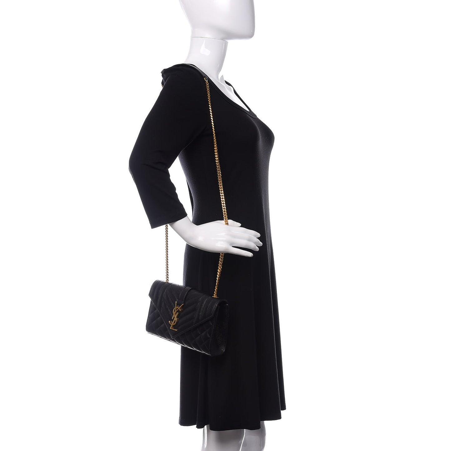 Grain De Poudre Textured Mixed Matelasse Triquilt Small Monogram Satchel Black