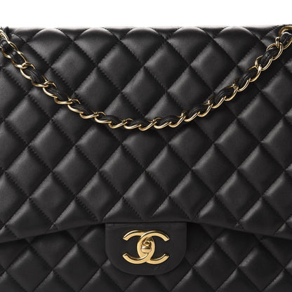 Chanel Lambskin Quilted Maxi Double Flap Black 12 of 12