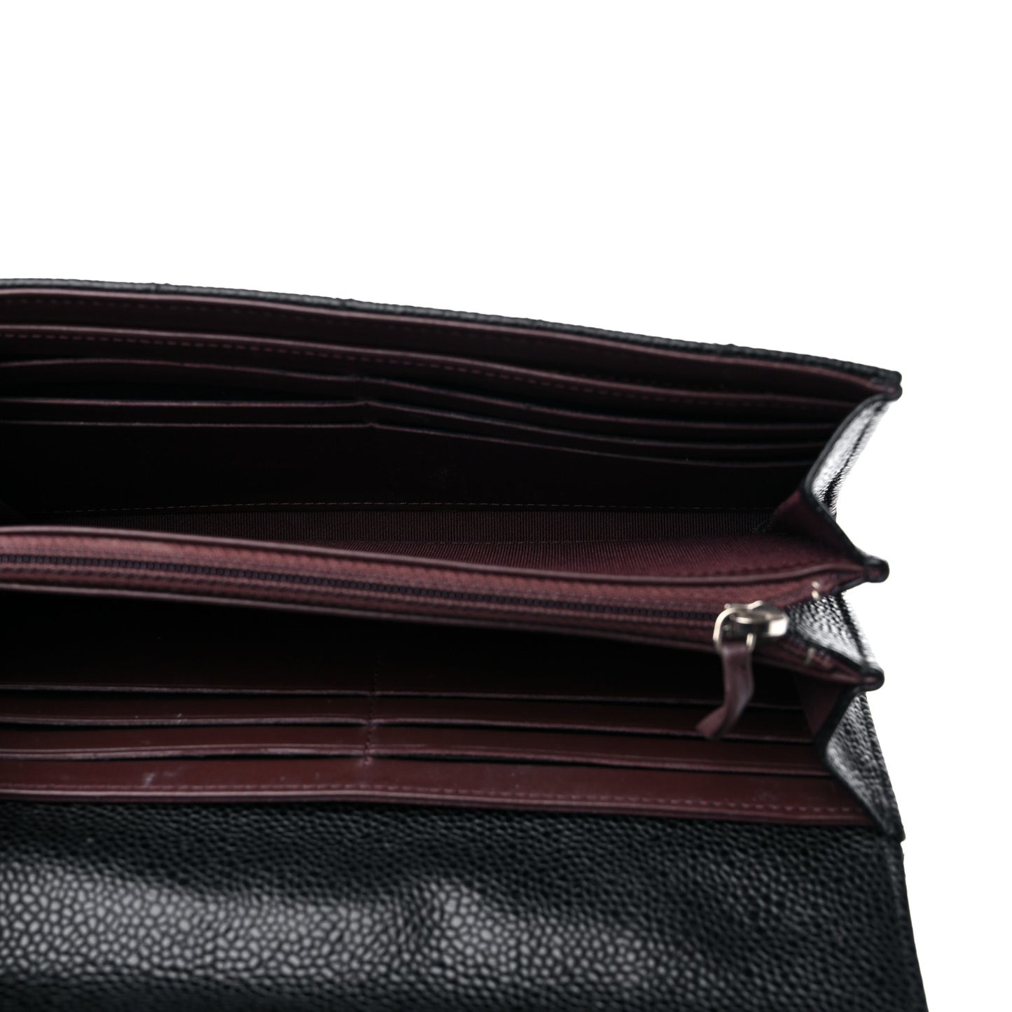 Caviar Quilted Large Gusset Flap Wallet Black